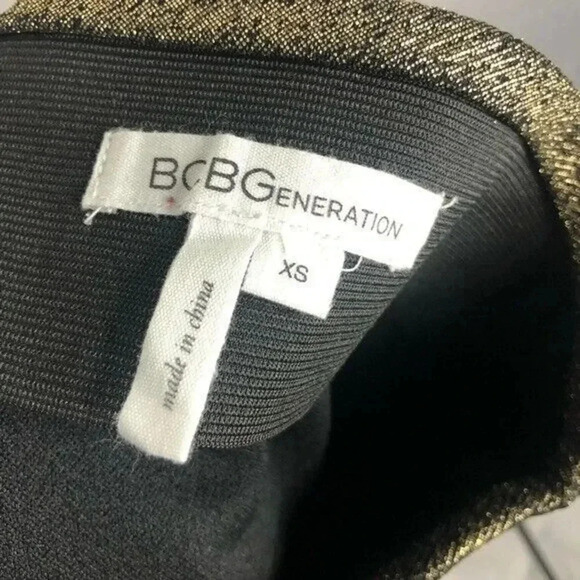 BCBGeneration Gold Metallic Bodycon Fitter Mini Skirt XS - Picture 2 of 3